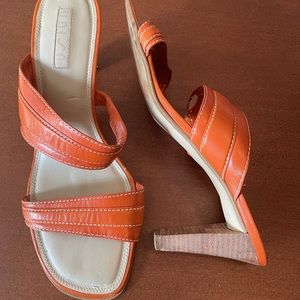 Cute Orange Leather Sandals